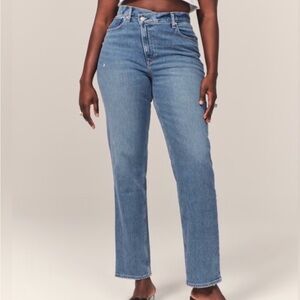 Abercrombie curve love 90s slim straight jeans with crisscross waist